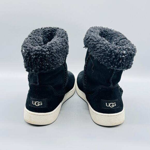 UGG Boots Womens 8.5 Black Suede Sherpa Cuff Ankle Warm Winter Sneaker Bootie - Picture 6 of 10